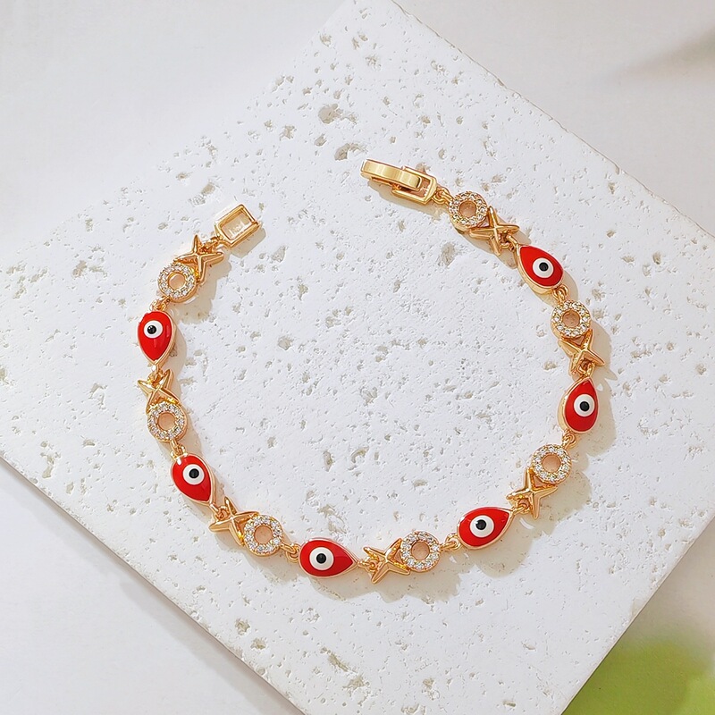 Cross-Border Hot-Selling European and American Style Evil Eye Women's Bracelet with Gold Star Rhinestone Spacer Beads, Lucky Protection Bracelet Cross-Border Hot-Selling European and American Style Evil Eye Women's Bracelet with Gold Star Rhinestone Spacer Beads, Lucky Protection Bracelet