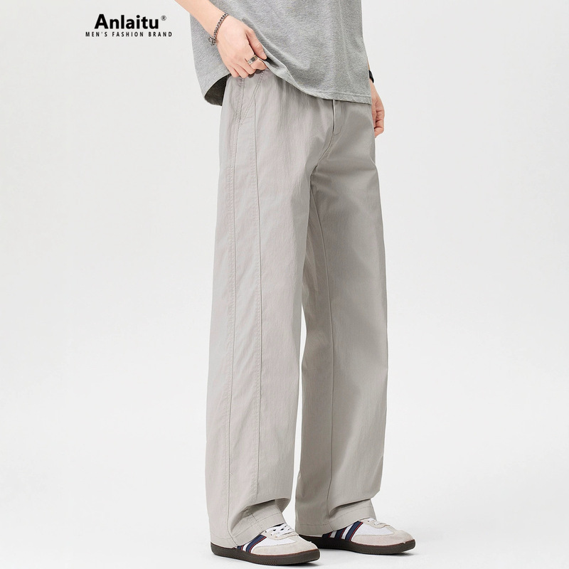 Summer Thin Breathable Quick-Dry Casual Pants for Men, High-Quality Loose Straight-Leg Pants with Patchwork Versatile Wide-Leg Design Summer Thin Breathable Quick-Dry Casual Pants for Men, High-Quality Loose Straight-Leg Pants with Patchwork Versatile Wide-Leg Design