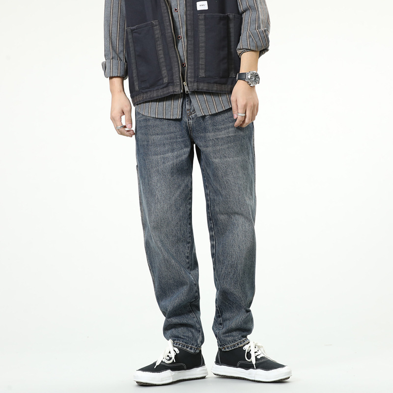 Wide-leg Radish Pants Four Seasons American Jeans Men's Loose Straight Trendy Brand Heavy Ami Kaji Casual Long Pants