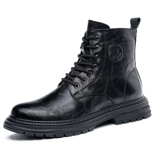 Autumn and Winter 2025 New Style Boots Men's Genuine Leather High-Top Trbottomyy Thick-Soled Work Shoes Retro British Velvet Men's Boots