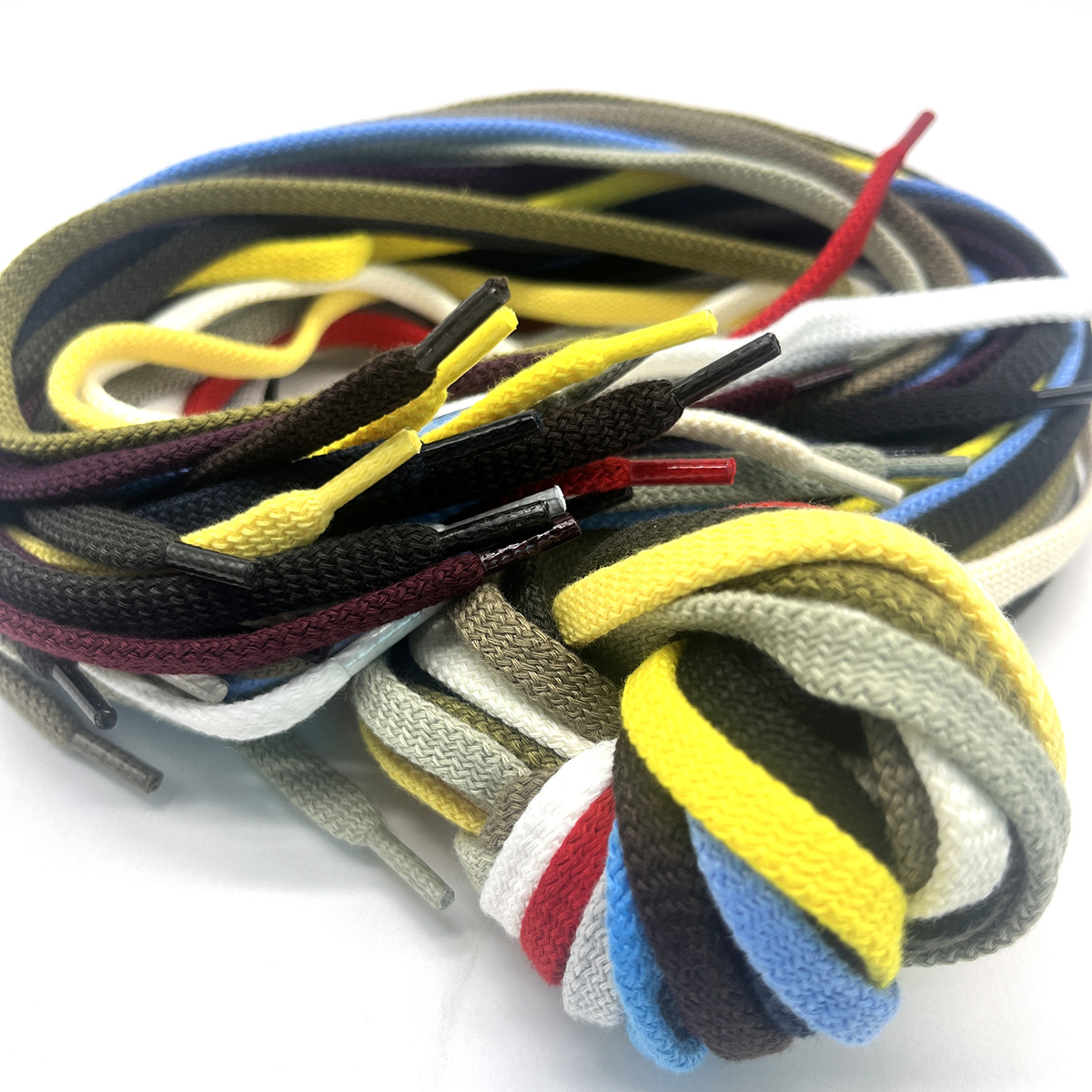 120 colores 7mm poliéster de color sólido hueco engrosado zapatos deportivos planos cordones de zapatos de algodón de color casual versátil cordones planos