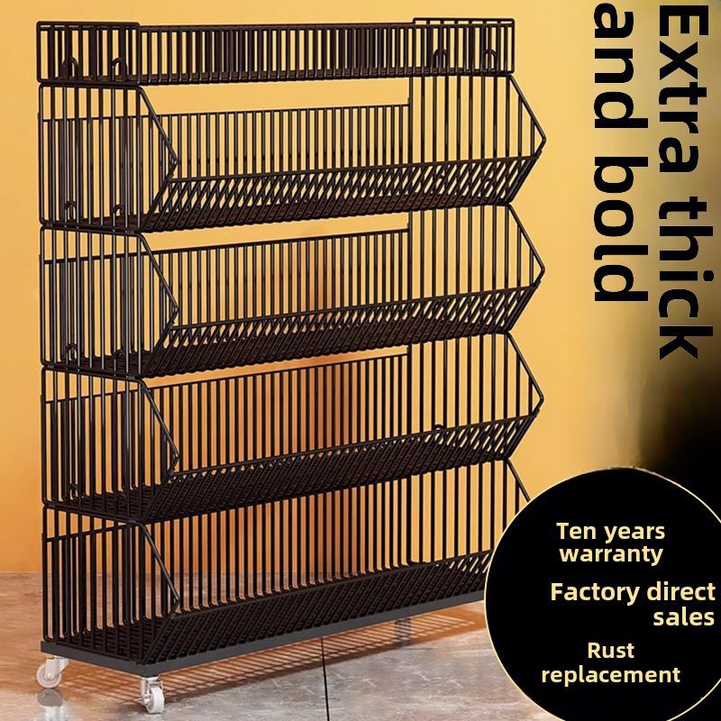 厨房储物架多层不锈钢厨房浴室储物架蔬菜篮多层货架家用手推车