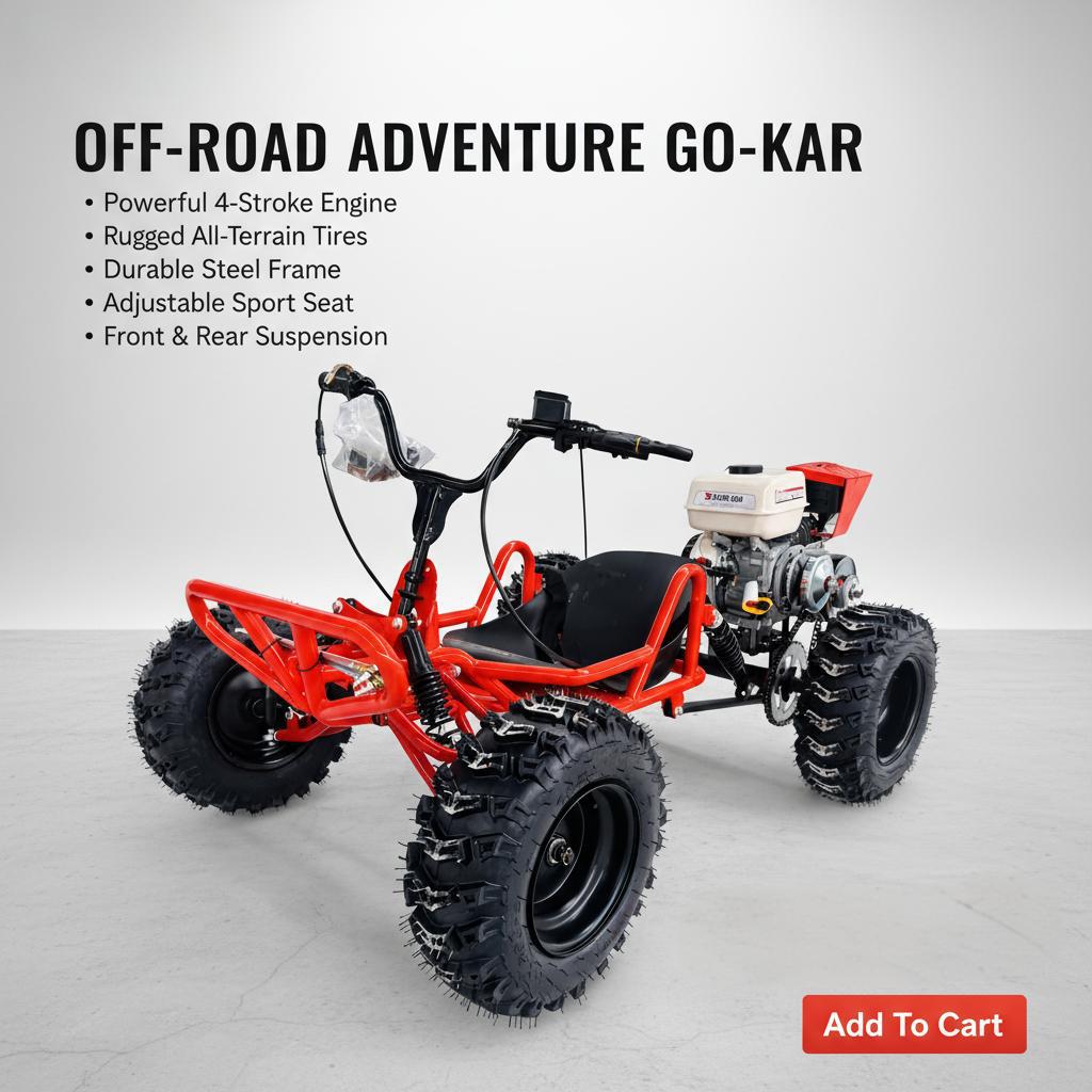 Kart todoterreno de combustible para adultos, vehículo off-road de 4 ruedas, para niños y familias, al aire libre