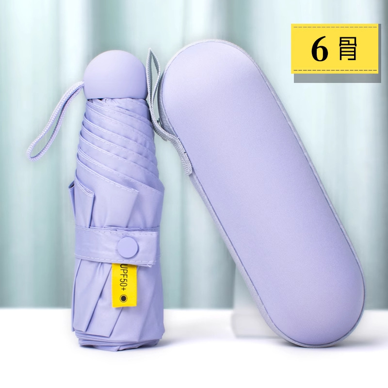 Paraguas cápsula ultraligero, paraguas de protección solar engrosado, doble uso para sol y lluvia, paraguas para mujer, mini paraguas plegable personalizado al por mayor.