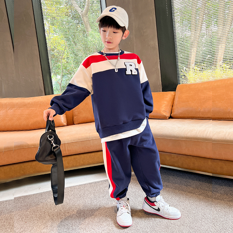 Pull et pantalon de sport à manches longues pour garçons, ensemble deux pièces tendance, beau, nouvelle collection printemps et automne 2023_voghion.com