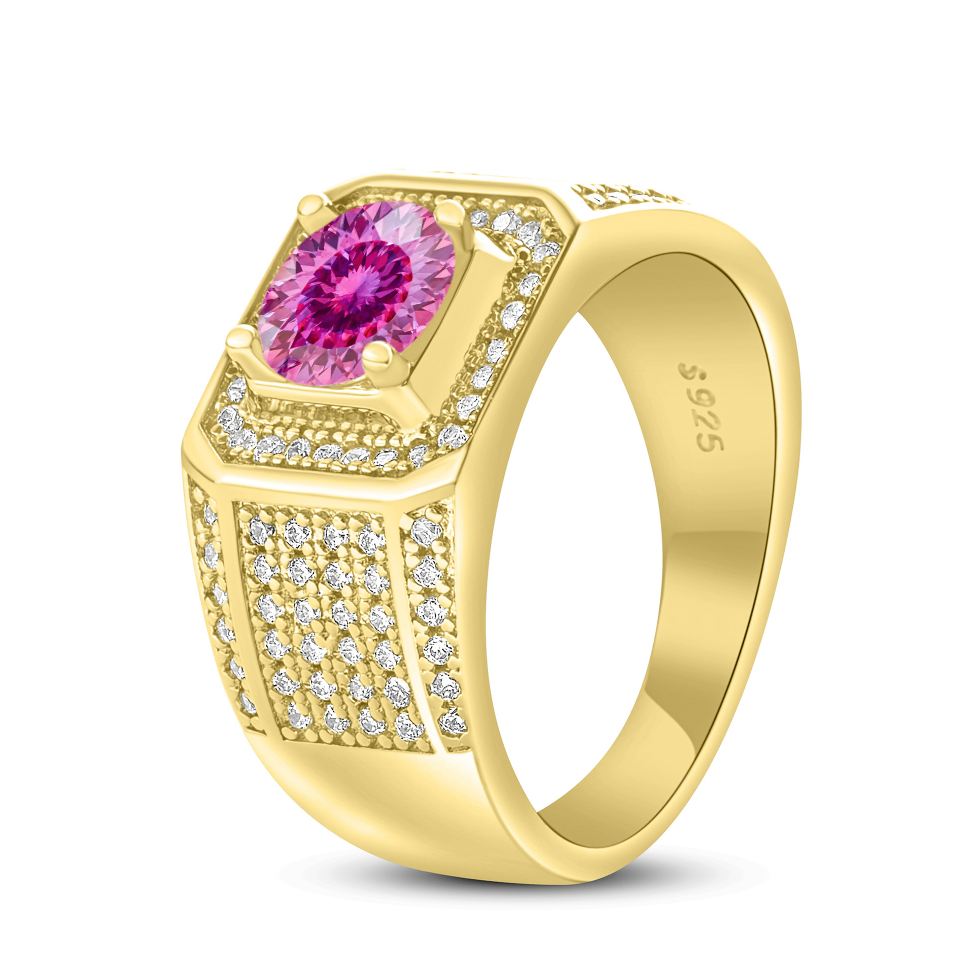 Anillo de hombre de plata esterlina 925 1 quilates de piedra de mosaico anillo de hombre chapado en oro atmósfera para enviar a los fabricantes de novio en stock al por mayor