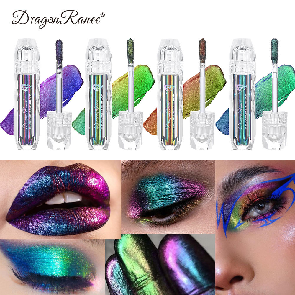 Cross-Border Optical Chameleon Glossy Single Color Liquid Eye Shadow Liquid Color Diamond Glitter European and American Makeup Three-Changing Eye Shadow Liquid