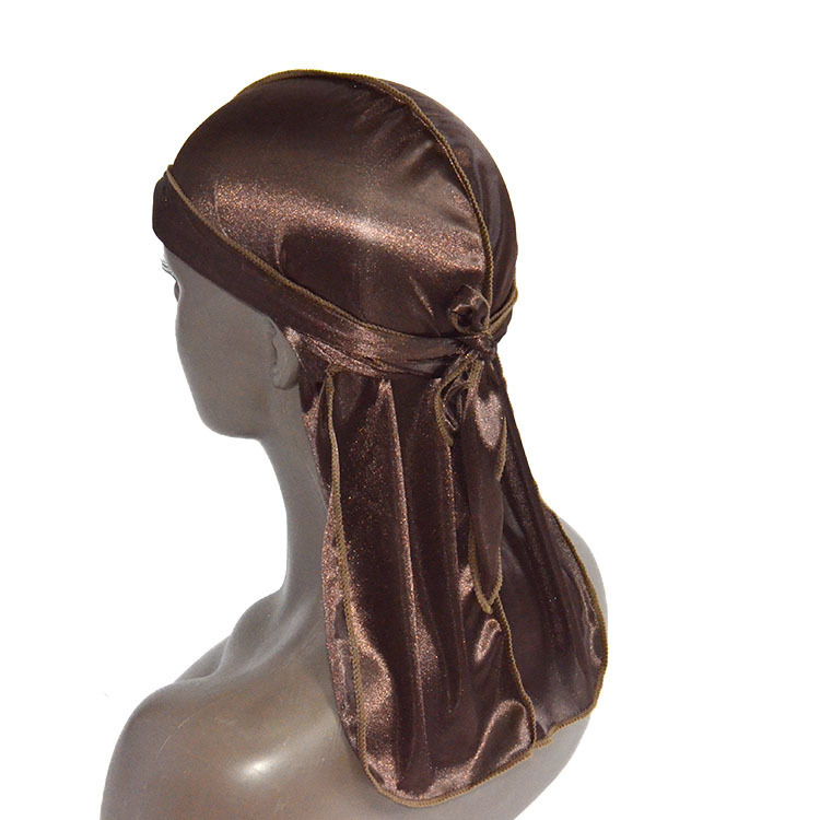 Amazon vende pañuelos elásticos en caliente, sombreros de baotou, sombreros piratas de seda, sombreros de cola larga hip hop silky durag