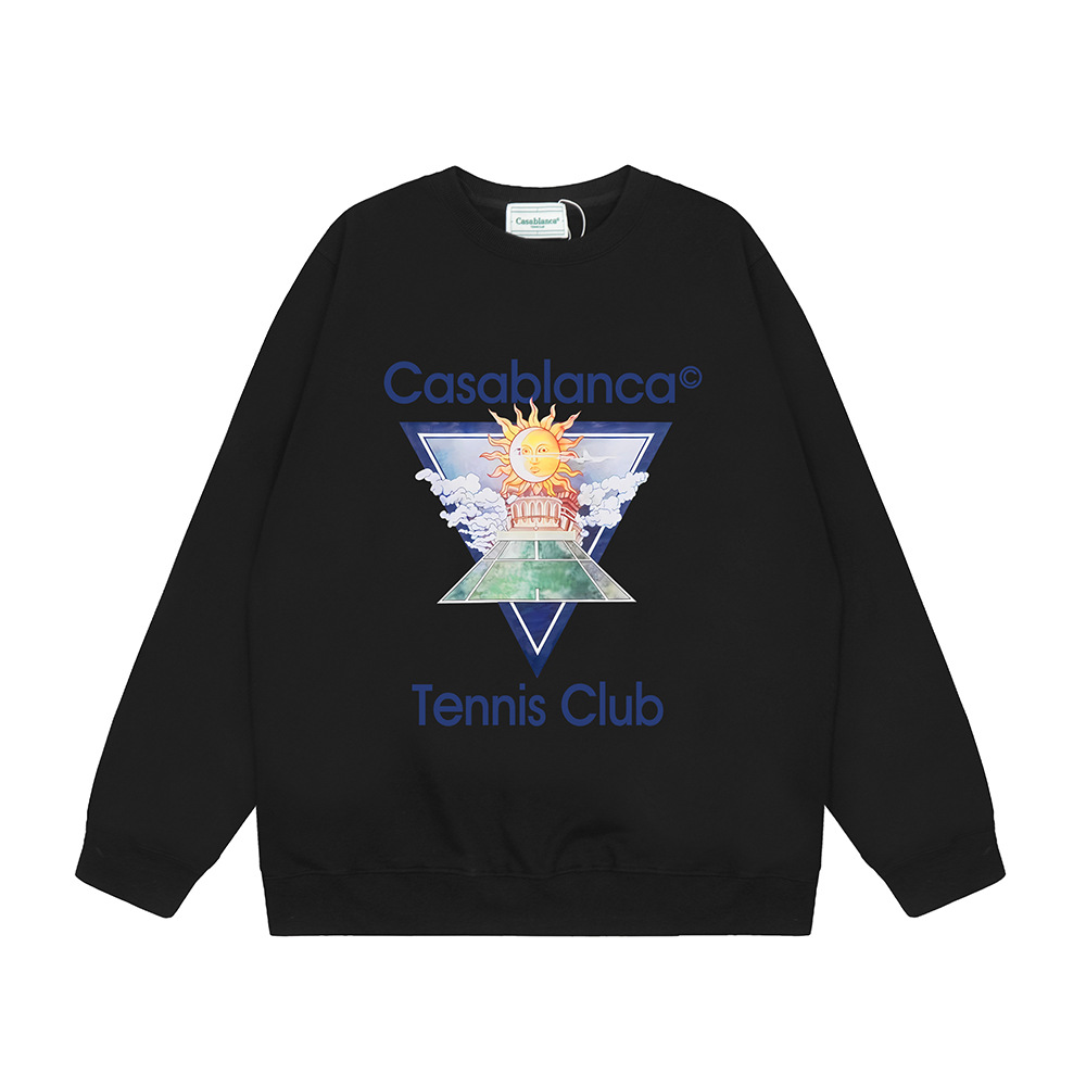 Marca de moda transfronteriza Casablanca letras de Casablanca impresión de color 380g lazo camiseta de cuello redondo