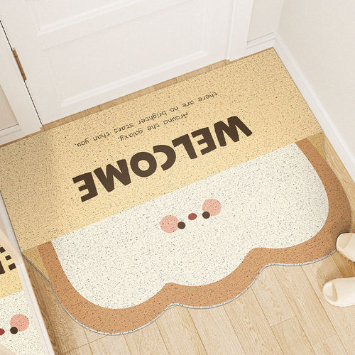Cute entrance door rub soil foot mat household silk circle door mat living room entrance door stain-resistant floor mat