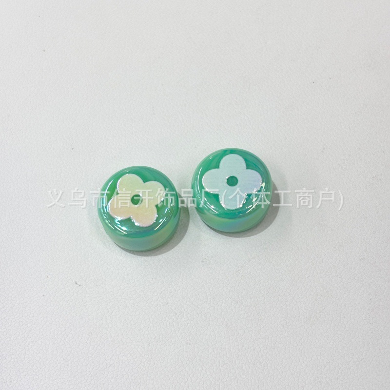 通孔电镀四叶草小圆饼串珠笔配件手机钥匙链包挂diy手工饰品材料|undefined
