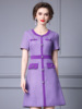 Dresses with high waist and slim appearance， handmade diamond buckle decoration， A-line skirt short style