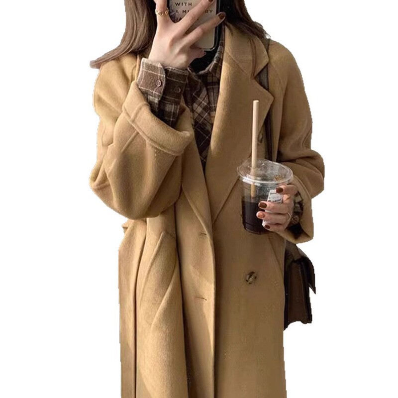 2025秋冬新款高端韩版双面羊绒大衣女中长款宽松赫本风羊毛呢外套|undefined