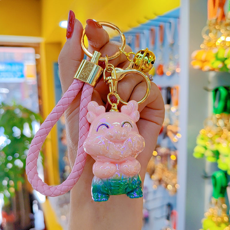 2024 año dragón galvanoplastia colorido dragón llavero adornos pareja llavero bolsa colgante