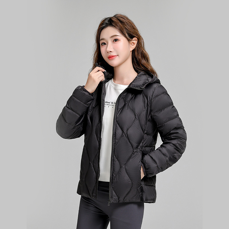 Chaqueta de plumón casual ligera de mujer moda polifacética blanca ligera caliente invierno y otoño abrigo delgado grande