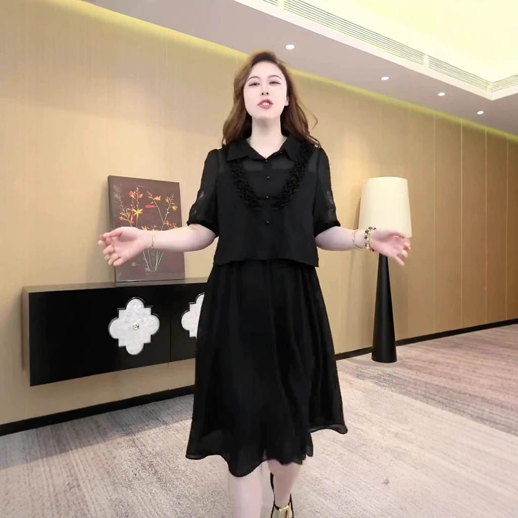 2025 новое летнее модное шифоновое платье высокого класса большого размера 125kg для молодых мам, женская одежда