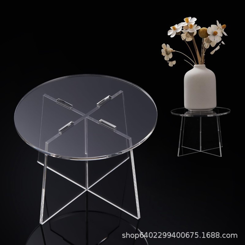 亚克力室内迷你圆形花盆支架 可拆卸植物支架 客厅桌面置物架