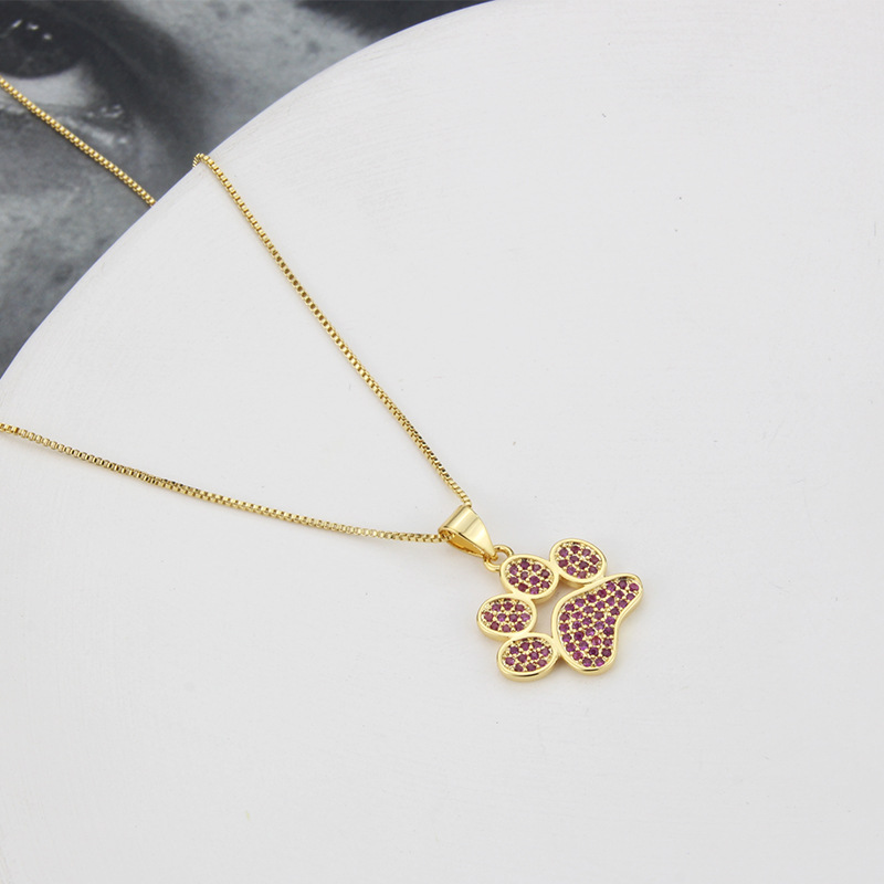 Korean Style Ins Zircon Catu0027s Paw Necklace Europe and America Cross Border Simple Niche Design C