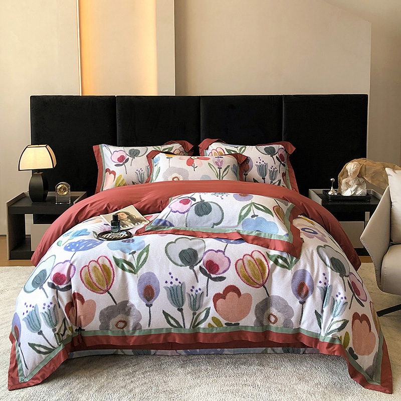 2024 nuevo traje de cuatro piezas de impresión digital de algodón 50S