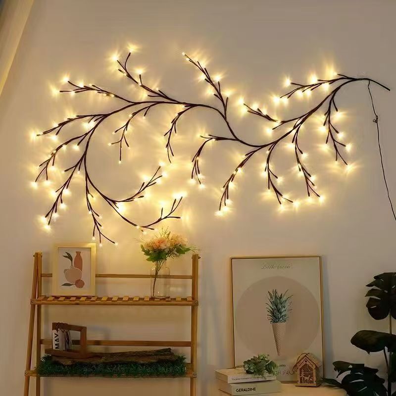 新しいクロスボーダーLEDブランチライト籐ランプ桜の雰囲気インテリア装飾スタイリングランプ曲げ可能な雰囲気ライトカラー|undefined