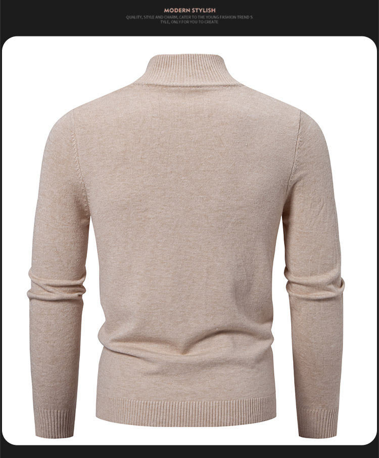 Slim Fit Zip Up Knit Cardigan For Men Modern Stand Collar Pullover_voghion.com