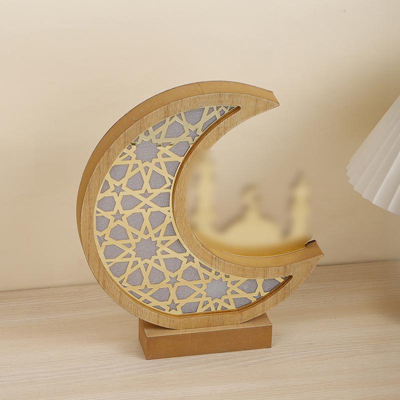 Candeeiro decorativo em madeira lua e estrela para presentes_voghion.com