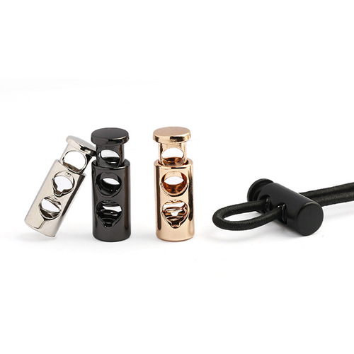 Wholesale metal spring buckle cylindrical adjustable contraction rope clasp hat pants leg drawstring fastener silver-white