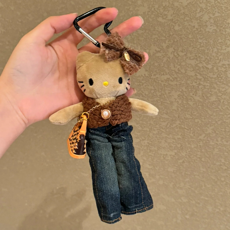 秋冬可爱长腿kitty毛绒挂件裙子换装娃衣ins风玩偶挂饰背包钥匙扣|undefined