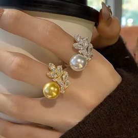 DIY配件 S925纯银时尚精美珍珠戒指空托配饰 半成品手工戒托9-12