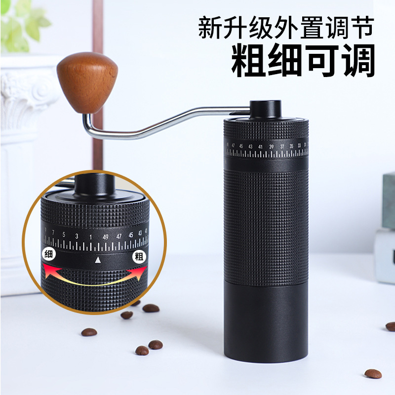Hand-Cranked Coffee Bean Grinder, Manual Coffee Grinder with External Adjustment, Portable Home-Use Manual Grinder