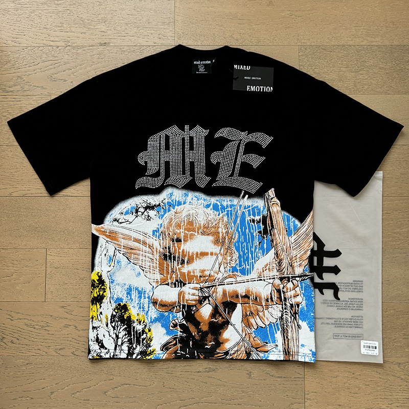 Tarjeta de marca de moda americana impresión de diamante caliente pareja de moda adolescente de verano chaqueta de manga corta camiseta