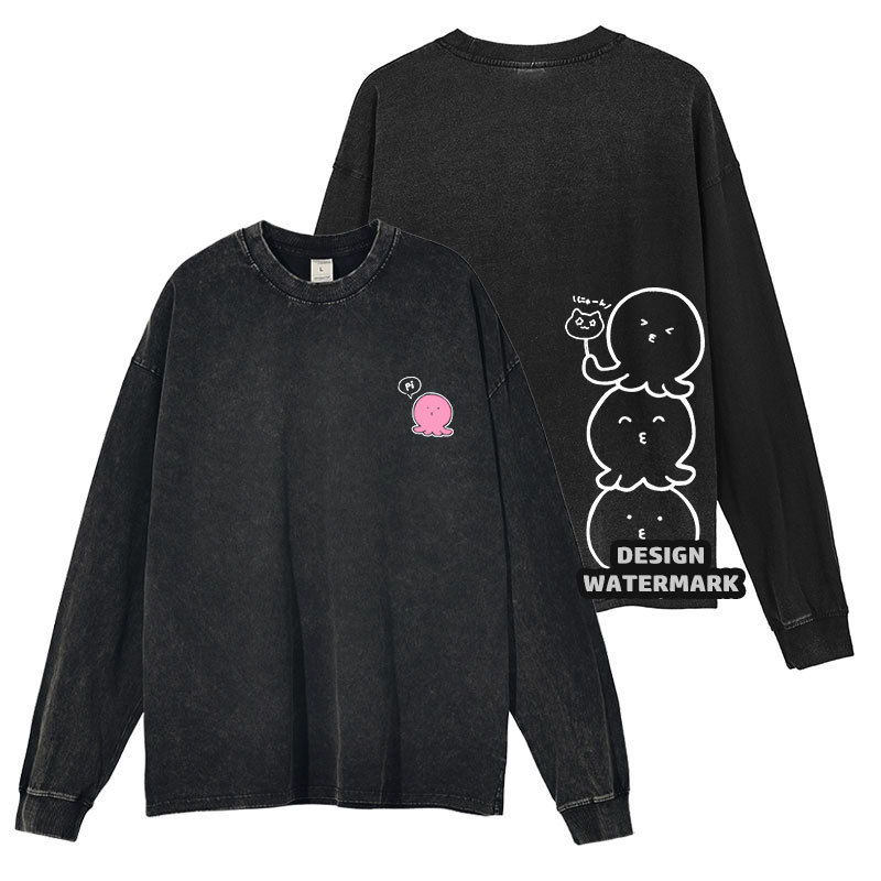 Anime Octopus Bib's Original Sin Printed Long-Sleeved T-Shirt Jasmine Nao Kurokawa's Static Washed Distressed American Sweatshirt Trend Anime Octopus Bib's Original Sin Printed Long-Sleeved T-Shirt Jasmine Nao Kurokawa's Static Washed Distressed American Sweatshirt Trend