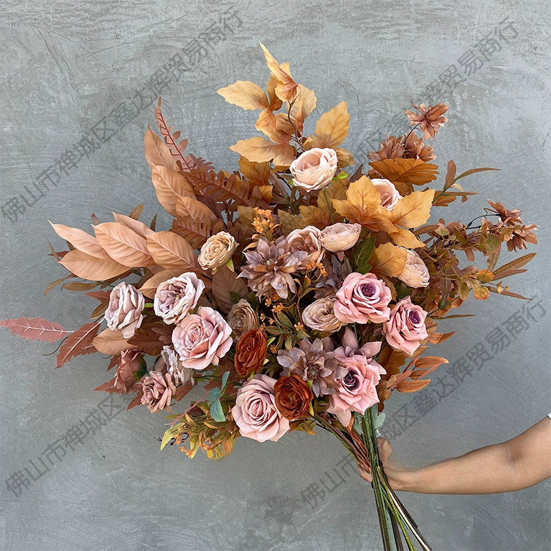 Карамельный цвет карри осенний шампанское шелковый цветочный свадебный зал