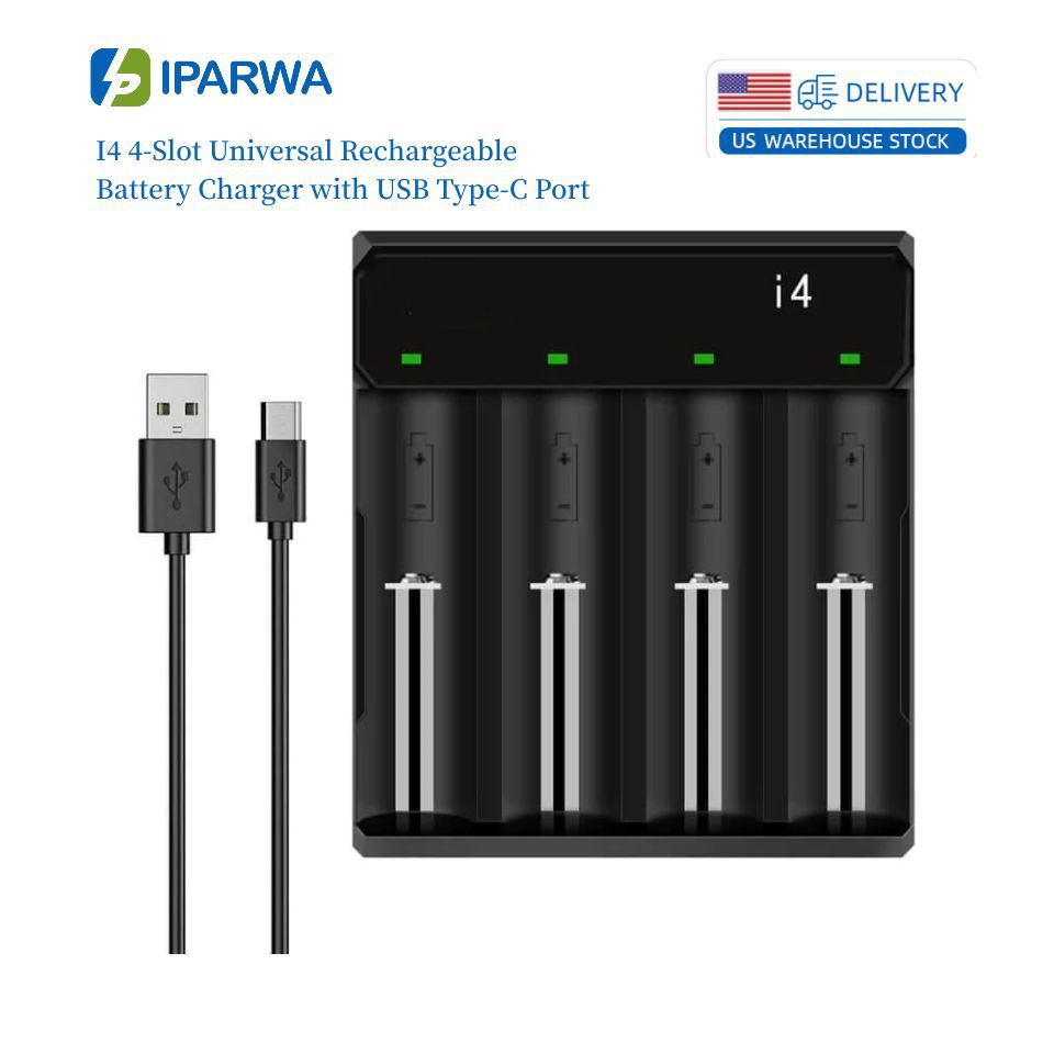 Pava Technology American Warehouse One-Piece Generative I4 4 Slot Universal Battery Charger with USB Type C Port