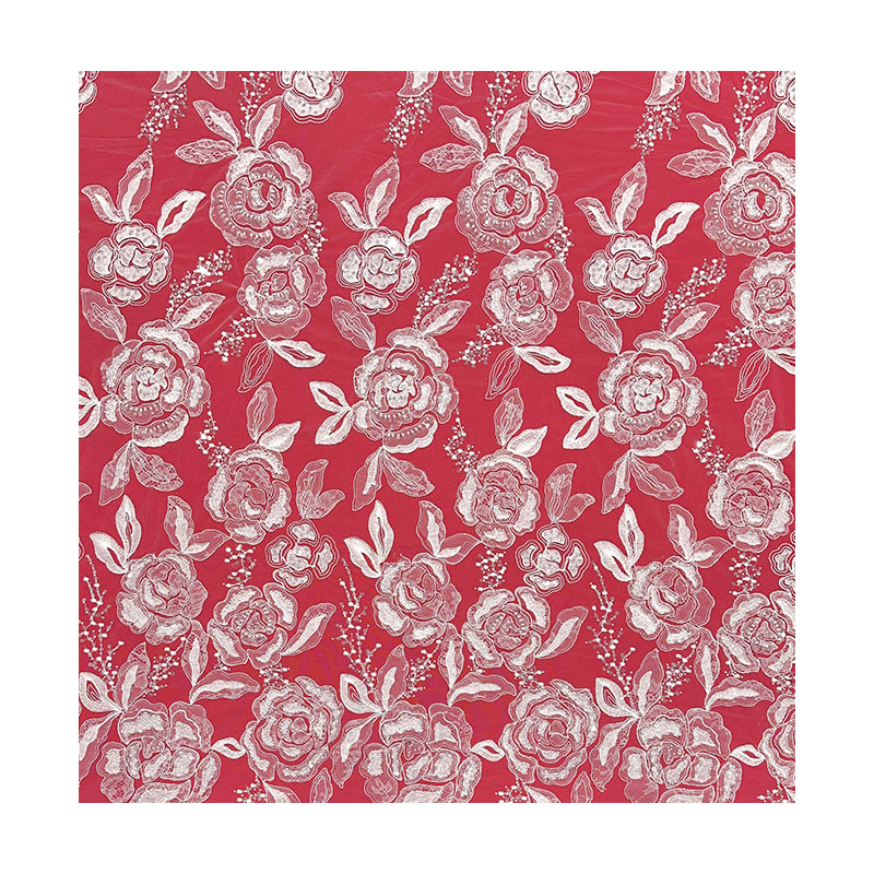 Tejido de bordado de perlas vestido de boda DIY tela de decoración bordada de sequillas tela de red bordada de perlas franceses tela bordada de tubo image 6