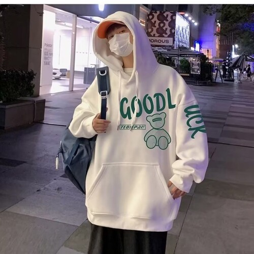 2024 Men's Autumn/Winter New Arrival Hooded Sweatshirt, Trendy Brand American-Style Fleece-Lined Couple's Jacket, Loose-Fit Top
