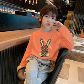 女童长袖t恤秋季上衣2025新款中大童秋装儿童打底衫女孩时髦衣服