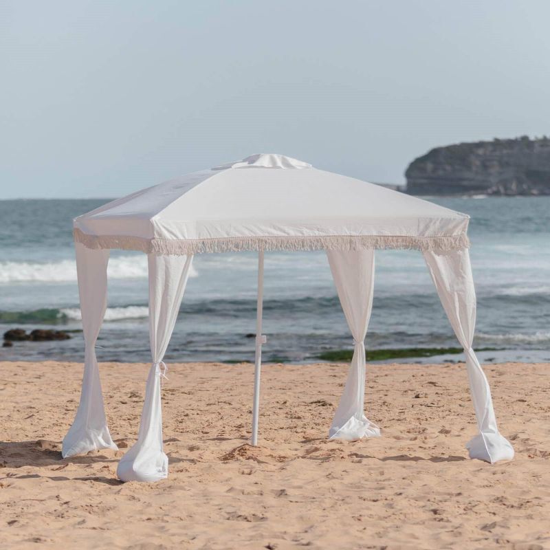 Outdoor Sunshade Four-Corner Beach Umbrella Portable Foldable Custom Pattern Cabana Hut Style Sun Protection and Rain Protection