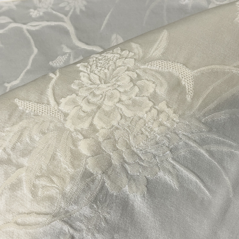 38 mm 140 ancho de puerta 30% seda de morera 70% lana peonía brocado seda jacquard tela FD6527