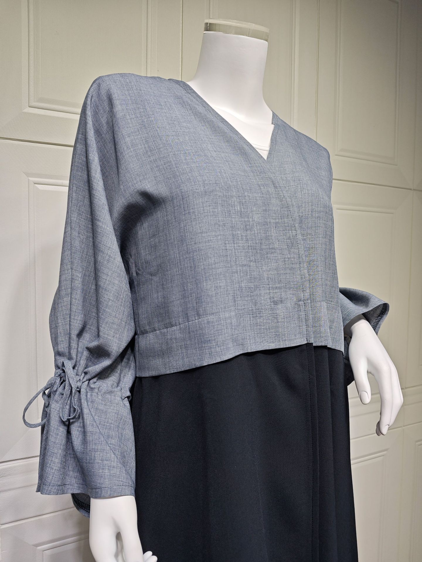 MQ151modest Middle Eastern Muslim Patchwork Fashion Cuff Drawstring Abaya Dubai Turkey Robe_ecoleips.com