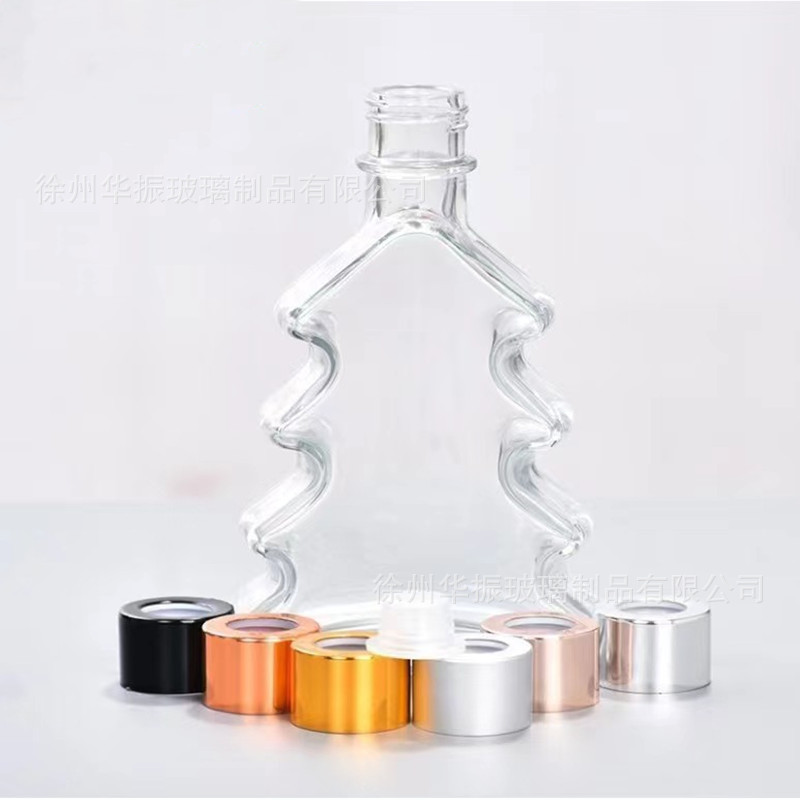 Regalos decorativos de árbol de Navidad en stock, botella de expansión de vidrio para el hogar, botella de incienso de baño de dormitorio, botella de vino de frutas y flores secas de ratán