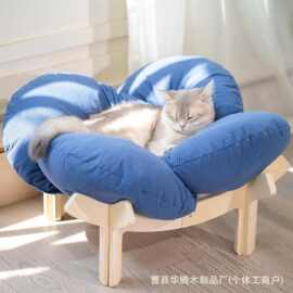 跨境木质猫窝家居四季通用宠物沙发床小狗猫咪实木床架实木猫吊床