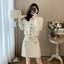 小香风女装秋季穿搭一整套时尚休闲套装女防水貂针织两件套装裙子