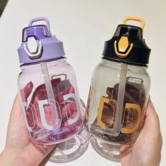 Transparent straw cup for girls, good-looking, large-capacity water cup for men, sports, adults, portable children's plastic cup for summer