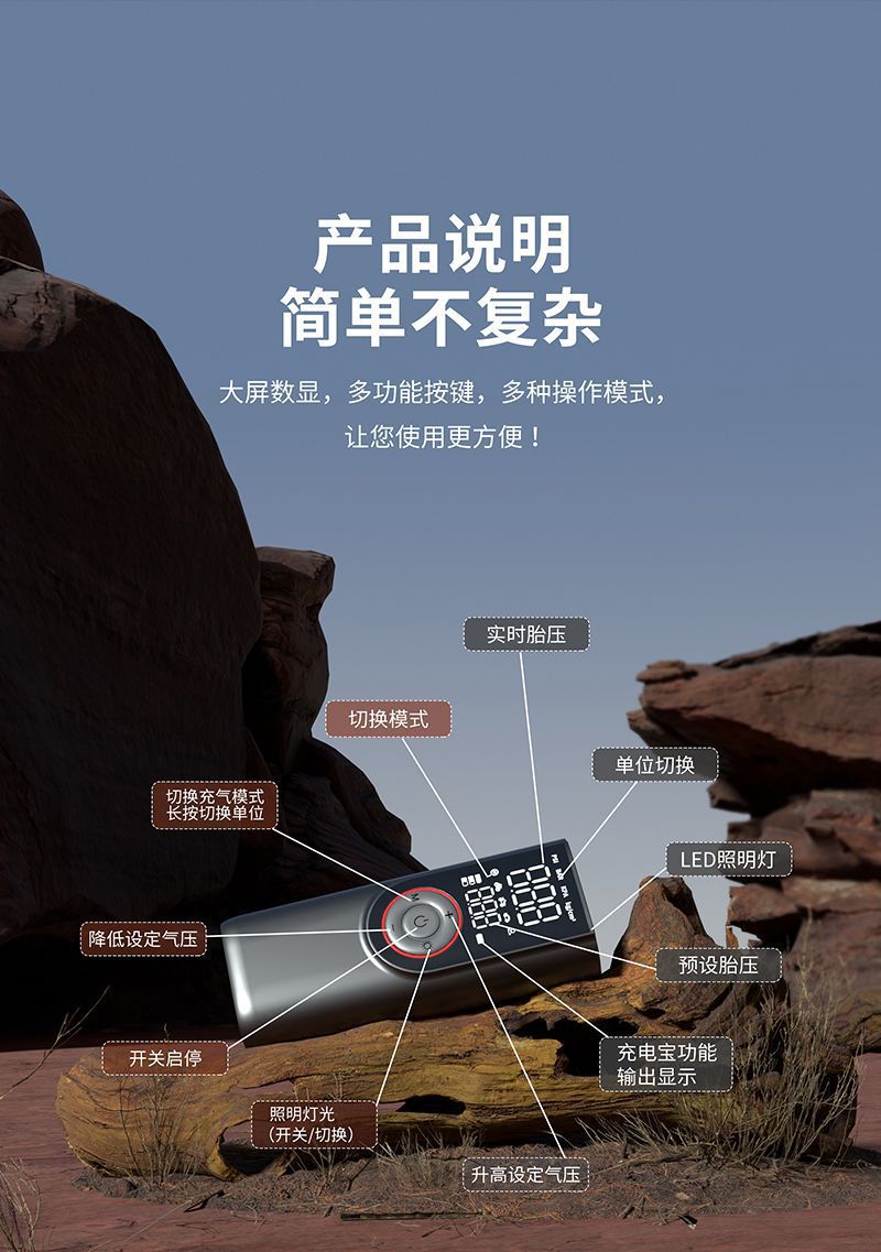 Car-Mounted Wireless Portable Handheld Electric High-Pressure Tire Inflator for Bicycles and Cars, Dual-Use Wireless Car Air Pump