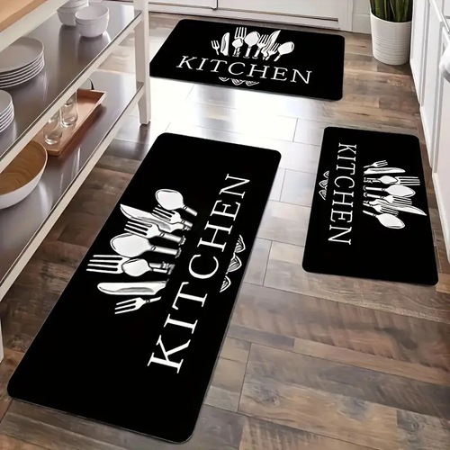 TEMU American-style long kitchen mat household anti-slip oil-absorbent set easy to clean front door mat