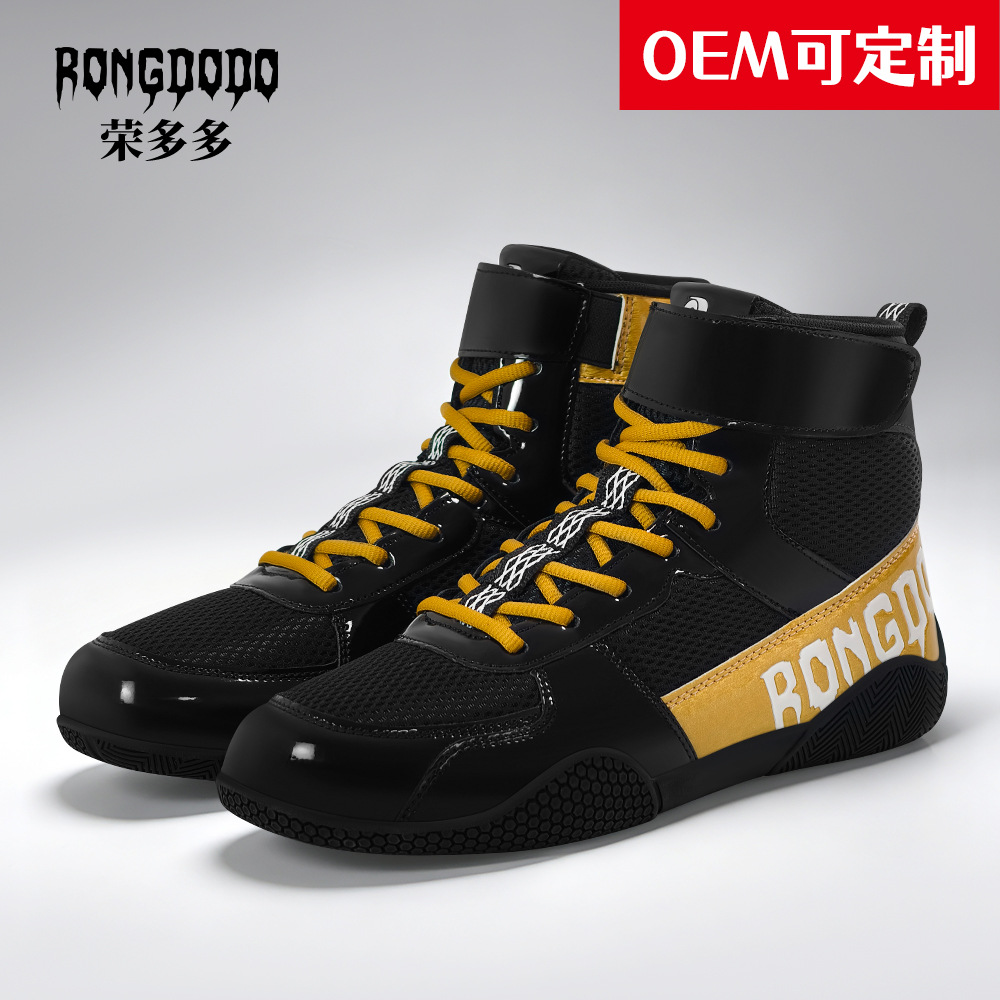 Professional boxing shoes for men and women, indoor high-top fighting fitness shoes, suitable for free combat competitions, sanda, and wrestling