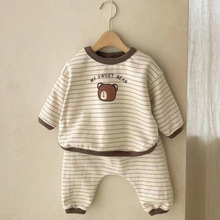 韩国婴幼童卡通小熊休闲套装男女童秋季洋气宽松卫衣大pp裤两件套