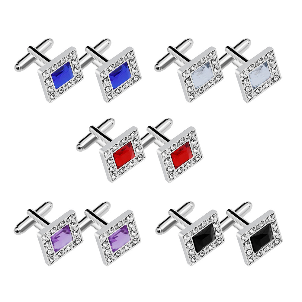 New Fashion Diamond Square Shirt Cufflinks Men's Suit Cufflinks_voghion.com