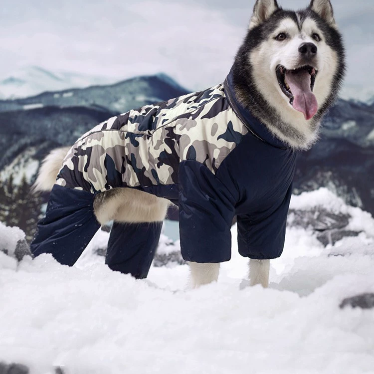 Одежда для домашних собак, зимняя утолщенная теплая зимняя одежда на флисовой подкладке для средних и крупных собак, водонепроницаемая Светоотражающая золотистая кайма для собак с хлопковой подкладкой